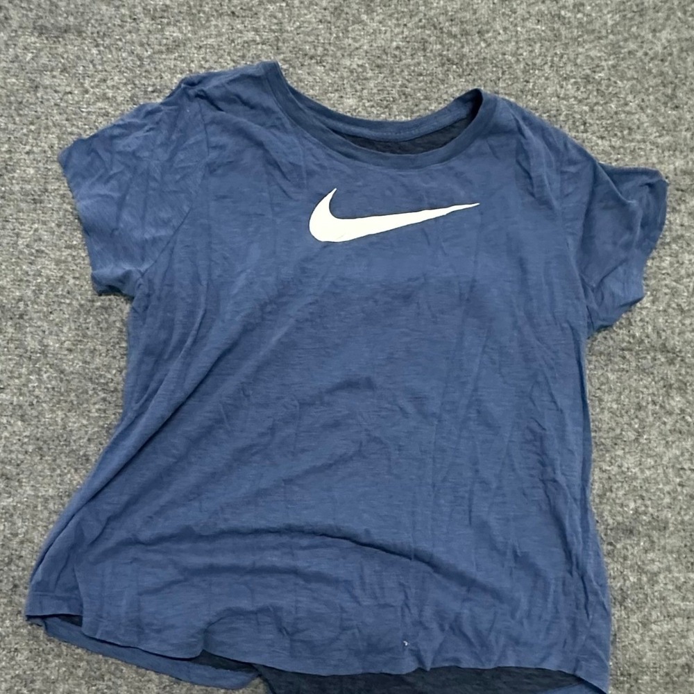 Nike T-Shirt Womens Size 1X Blue Dri-Fit Short Sleeve Athletic Swoosh Logo Top